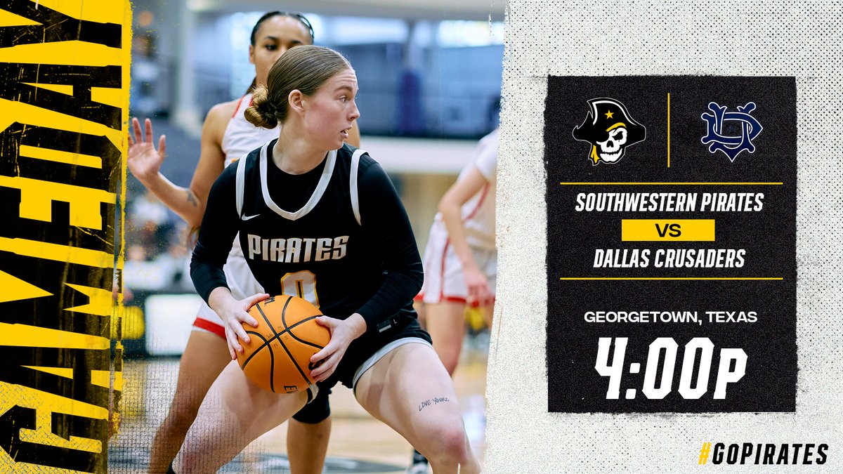 SUPirates's tweet image. #GAMEDAY | @SUPiratesWBB
🆚@UDallasWBB 
⏰4:00 PM
📍Georgetown, Texas
📺portal.stretchinternet.com/swu/
📊