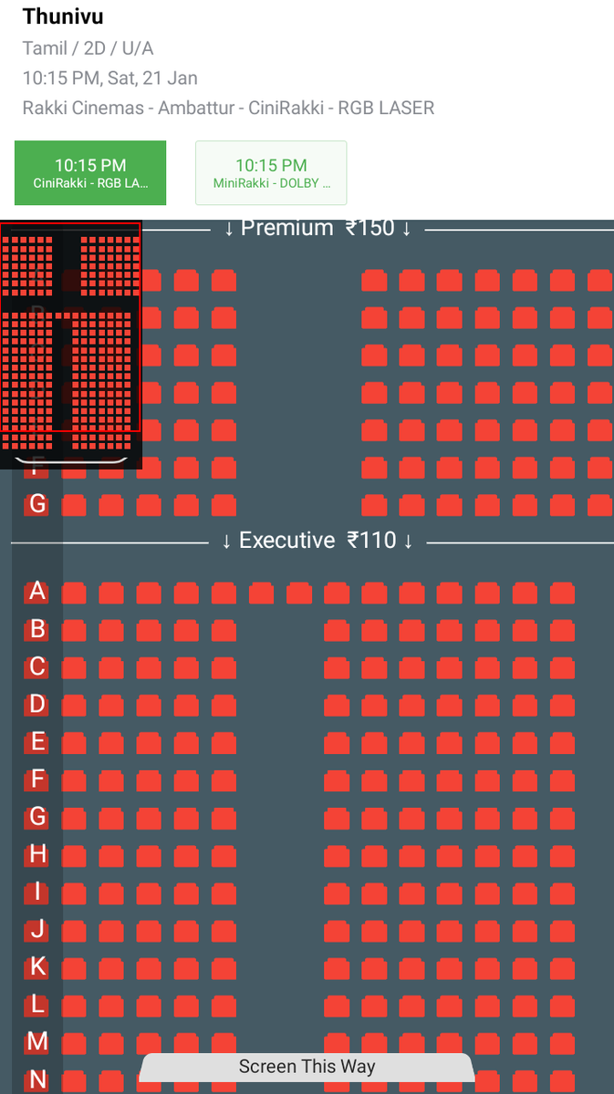 i_RA_Anand's tweet photo. #Thunivu - Day 11 ,Saturday Nightshow status
At Ambattur @rakkicinemas
#CiniRakki (301 seats) - Full
#Minirakki (210 Seats) - Full
#ThunivuPongalWinner https://t.co/rVxxWsXW1O