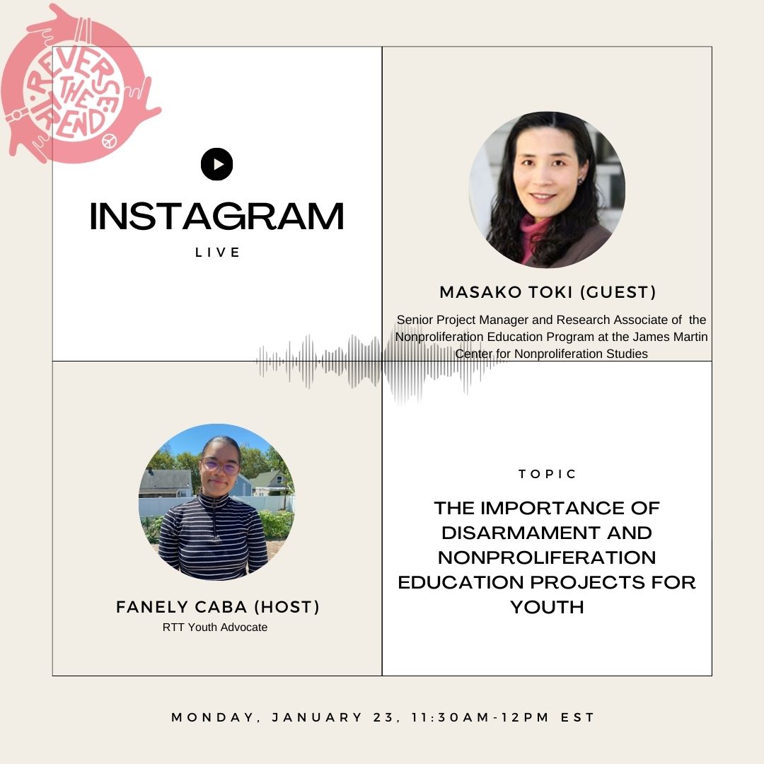 This instagram live is happening on Monday! We are so excited to interview @CNS_MasakoToki of @CIF_CNS. Please tune in! Our instagram is Reversett_