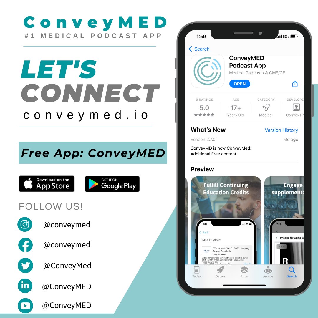 Let's connect! Give us a follow, visit our website @conveymed.io and download our free app! -->apps.apple.com/us/app/conveym… #connect #wherewillyouconvey #medicalpodcast #medicaleducation #freepodcast