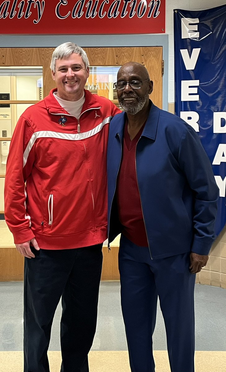 Principal Jim Seitz had the privilege of meeting today with <a href="/JABoysBB/">John Adams Boys Basketball</a> legend Lee “Buddy” McKnight (Class of 1960)! These two combined to score nearly 1600 points for Adams High School. We will let you figure out which one is 2nd all time in career points for the Eagles with 1385!