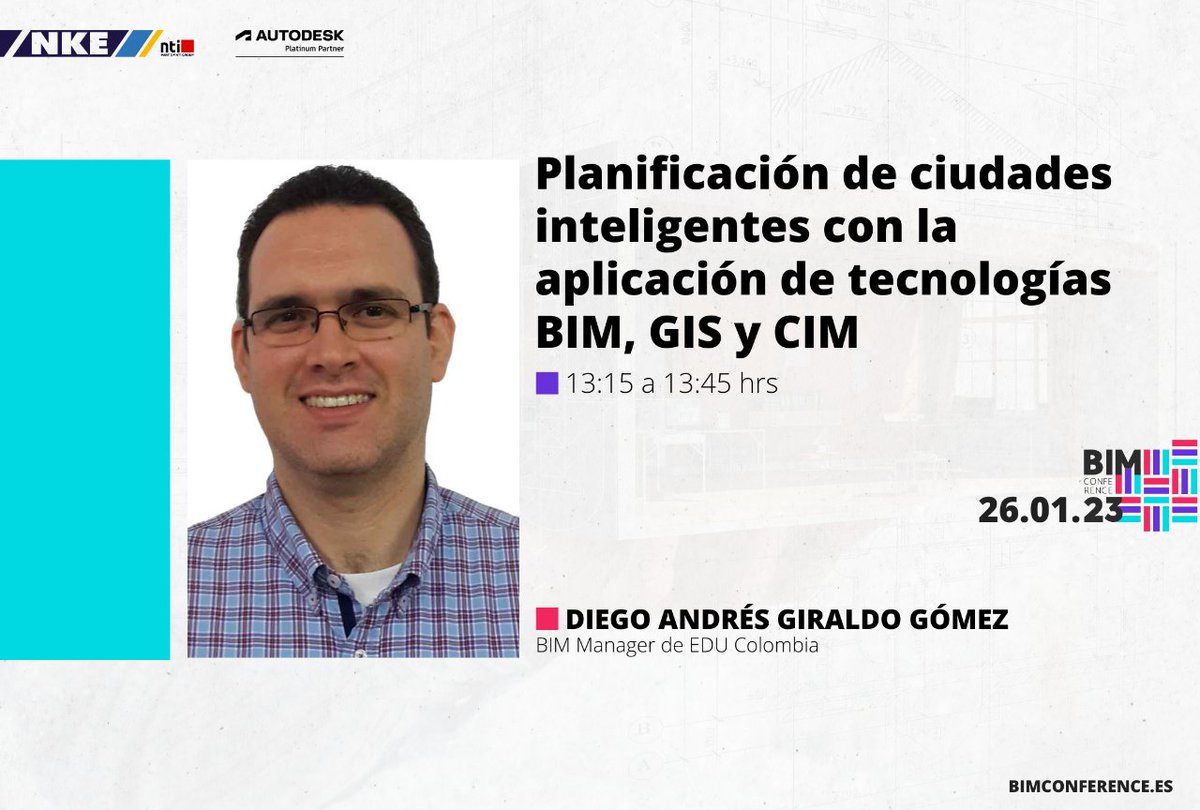 𝗣𝗹𝗮𝗻𝗶𝗳𝗶𝗰𝗮𝗰𝗶𝗼́𝗻 𝗱𝗲 𝗰𝗶𝘂𝗱𝗮𝗱𝗲𝘀 𝗶𝗻𝘁𝗲𝗹𝗶𝗴𝗲𝗻𝘁𝗲𝘀 𝗰𝗼𝗻 𝗹𝗮 𝗮𝗽𝗹𝗶𝗰𝗮𝗰𝗶𝗼́𝗻 𝗱𝗲 𝘁𝗲𝗰𝗻𝗼𝗹𝗼𝗴í𝗮𝘀 #𝗕𝗜𝗠, #𝗚𝗜𝗦 𝘆 𝗖𝗜𝗠 por Diego Giraldo

📆 26-enero-2023
⏰ De 13:15 aprox. (horario de España)

nti-spain.com/bimconference/

#BIMConference