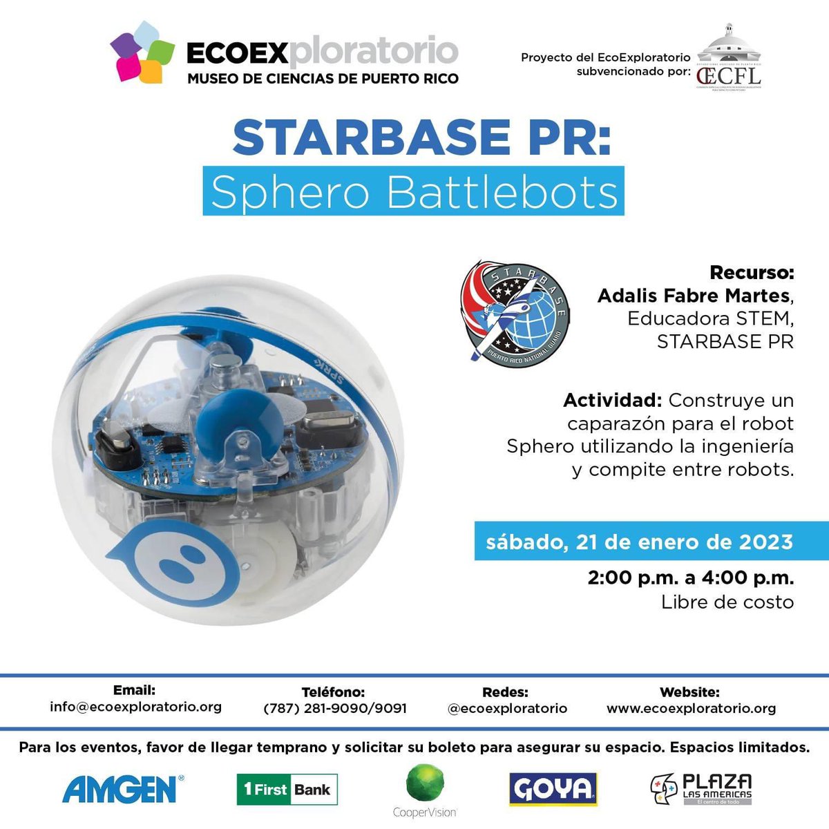 adamonzon's tweet photo. ¿Qué vas a hacer con los 👧🏻🧒🏽👩🏼👩🏼‍🦰👩🏽‍🦱👦🏻 hoy? ¡Hay una actividad maravillosa de 🤖libre de costo para que la familia disfrute la #cienciadivertida del @ECOEXPLORATORIO y #Starbasepr!

⏰ 2:00 a 4:00 pm
📍 EcoExploratorio, 2do nivel #PlazaLasAmericas

#mimuseopr #PuertoRico #robotica https://t.co/4aeVbT5tUM