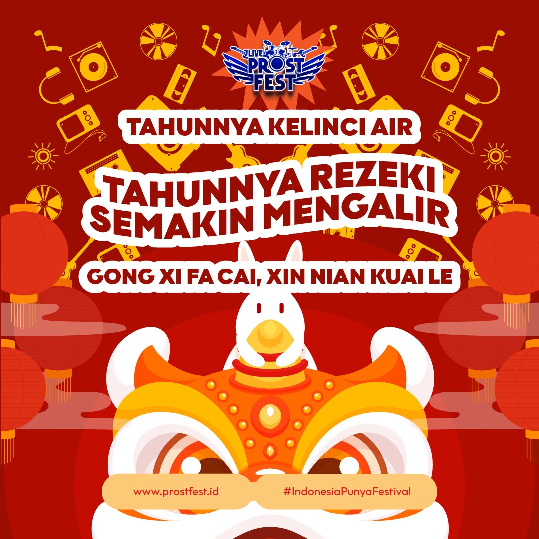 Prost Fest mengucapkan.. Happy Lunar New Year 2023! Semoga tahun baru ini membawa kebahagiaan dan karunia. Sampai jumpa, Good People!
 
#ProstFest
#IndonesiaPunyaFestival
#IndonesiaPunyaMusik
#IndonesiaPunyaRasa
#IndonesiaPunyaKarya