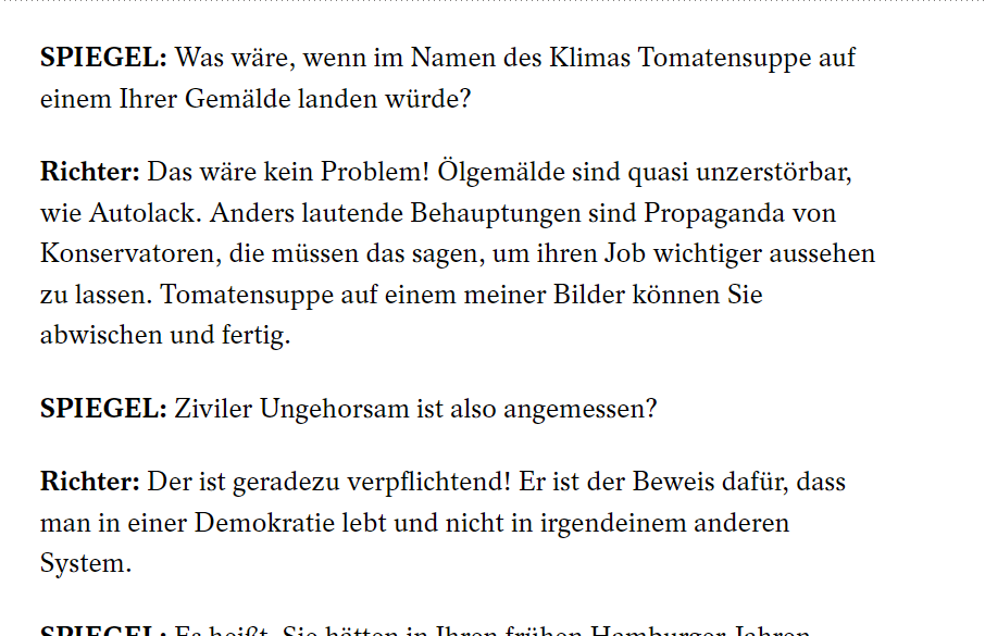 gedanken_lost's tweet photo. spannendes Interview mit dem Maler #DanielRichter, der mit seiner Kunst 100.000 bis zu 1.3 Mio je Werk erlöst.

Interessant dieser Teil zu den "Tomatensuppe auf Gemälde"-Aktionen der @AufstandLastGen:
"wird abgewischt, fertig"

https://t.co/q0uZjjDm42 https://t.co/0NT1oXNptk