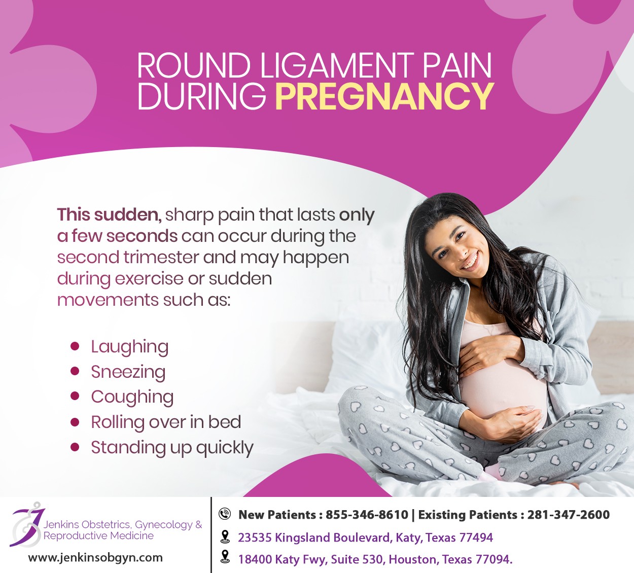 JenkinsObstetrics,Gynecology&Reproductive Medicine on X: The round ligament  is one of the ligaments that supports your womb, and it may suddenly  tighten after sudden movements and cause sharp pain. Discuss your symptoms  by