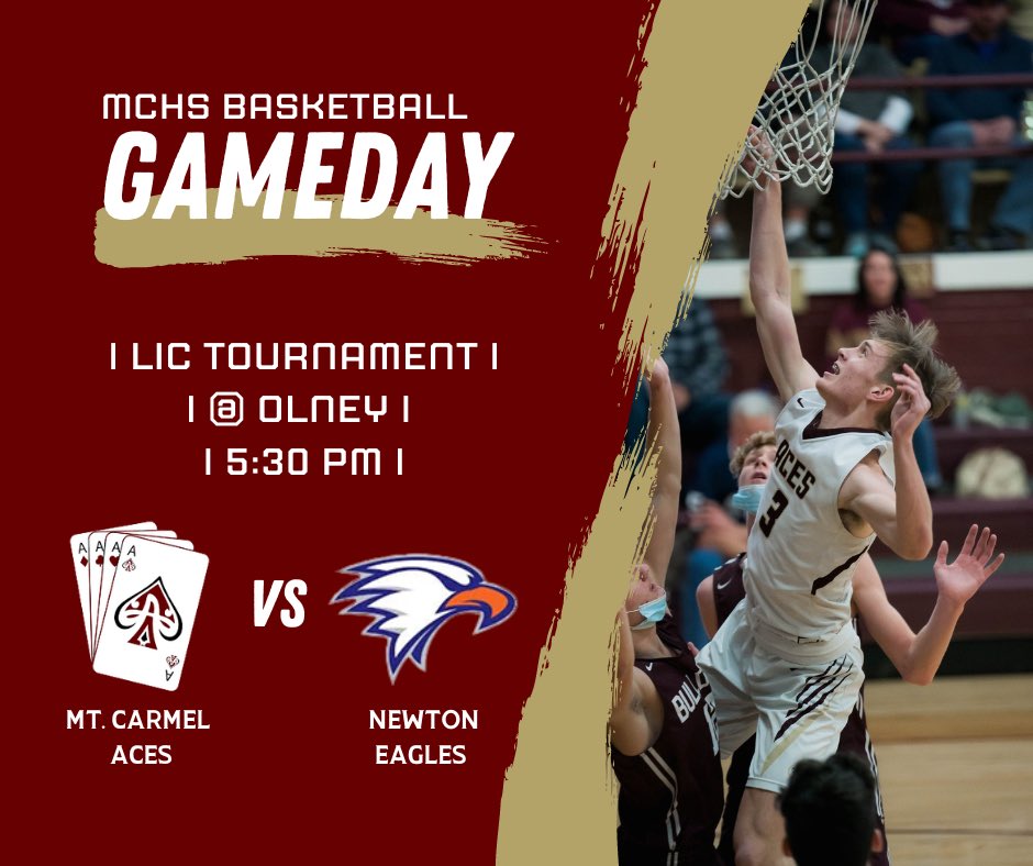GoldenAcesBball's tweet photo. GAMEDAY!

The Golden Aces take on Newton in the first round of the LIC tournament! 5:30 tip off from Olney.  Hoping ACES NATION can pack the gym with maroon and gold. Let’s go! #TogetherWeAttack https://t.co/rziQTbq9G3
