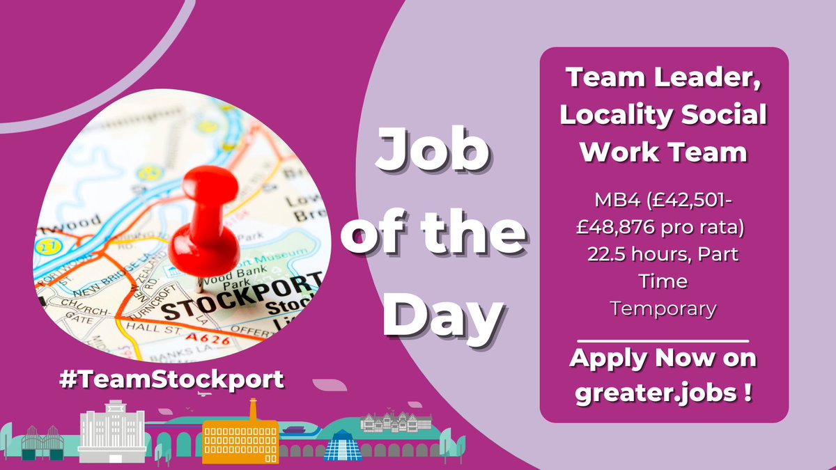 #TeamStockport is looking for a #passionate & highly skilled #ExperiencedSocialWorker to join us in  working alongside an experienced team leader to manage a locality team. 

We would love to hear from you! Find out more and apply today 👉 orlo.uk/Y54iI

#SocialWorker