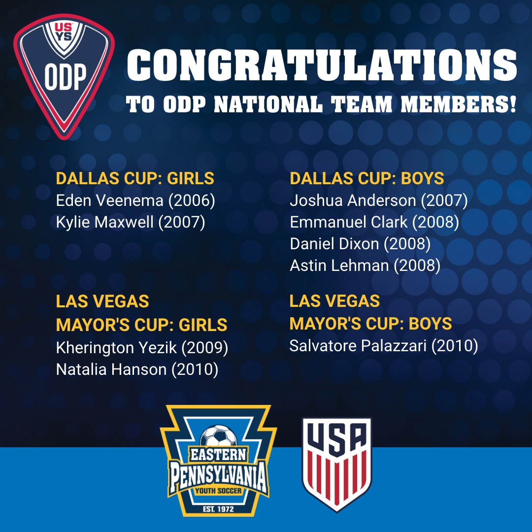 Congratulations to all our players on making ODP National teams! We can't wait to watch you in the upcoming events! ⚽️🇺🇸