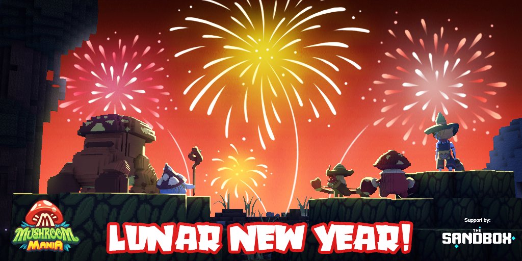Happy Lunar New Year, adventurers! 🎊 

Wishing you great happiness and prosperity this Year of the Rabbit. 🐇 See you on <a href="/TheSandboxGame/">The Sandbox</a>! 

#MushroomManiaTSB #SandboxGame #TSB #GameMaker #VoxEdit #NFT