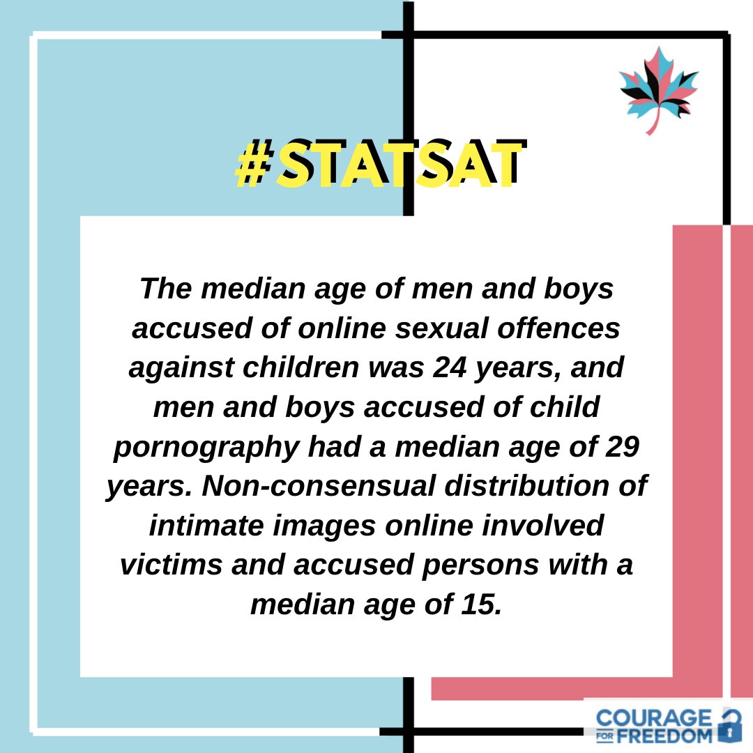 officialC4F's tweet photo. #statsat The vast majority (91%) of people accused of online child sexual exploitation and abuse (including sexual violations against children and child pornography) were men and boys—and they were generally much older than victims.
#ProjectMapleLeaf #CourageForFreedom https://t.co/DB5HRLmfiL