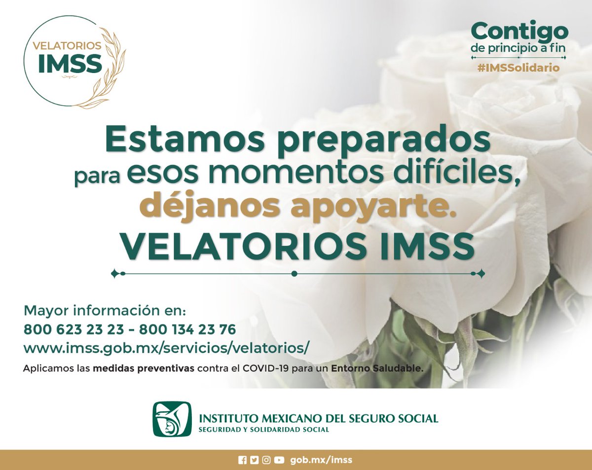 Tu_IMSS_CDMXSur's tweet photo. Conoce los servicios que ofrecen los #VelatoriosIMSS a derechohabientes y público en general:
☎️ 800 623 23 23 y 800 134 23 76 https://t.co/zmbwku4PF7