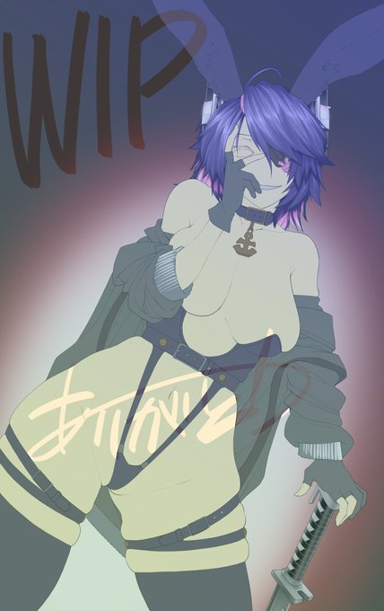 【WIP】ちょっと余計な色も載せつつ途中経過だけどやっぱりすっごい肌色だよカッケーバニー天龍 