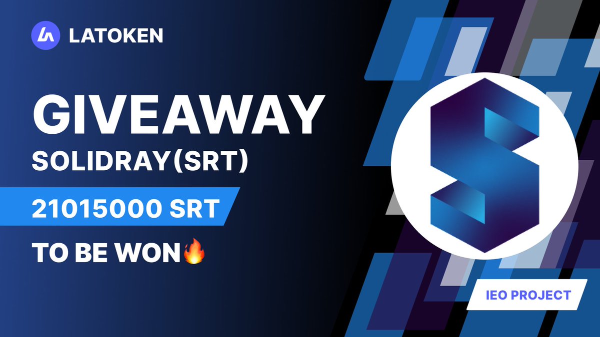 Latoken_cex's tweet photo. 🏆 $1000 SOLIDRAY (SRT) Giveaway on #LATOKEN 

🔥 280 Winners.
✅ Complete all tasks and qualify for the Giveaway.
📲 Tag 5 Friends and Follow.
⏰ January 21, 2023 - January 23, 2023.

JOIN GIVEAWAY👉 https://t.co/qOTOVp35FB https://t.co/b4ZxJmKvzv