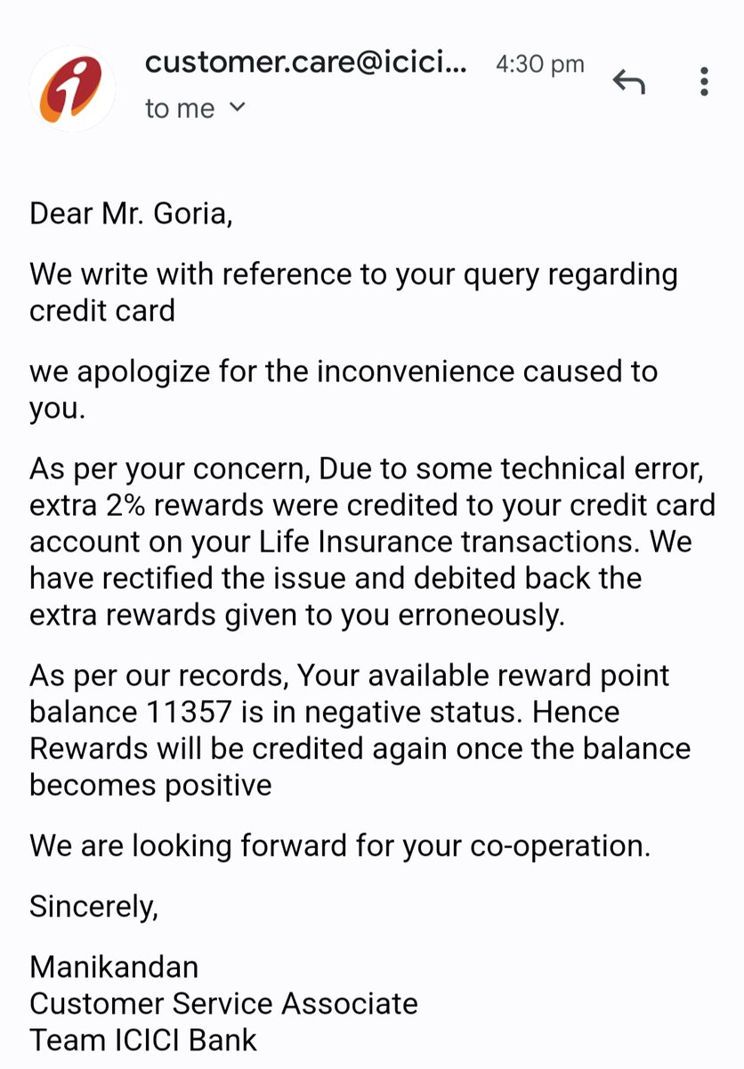 goriavikas's tweet photo. @ICICIBank_Care Got this reply on mail..but it is not correct ...I haven't made such huge insurance payment on my account https://t.co/M6wmo3TJDd