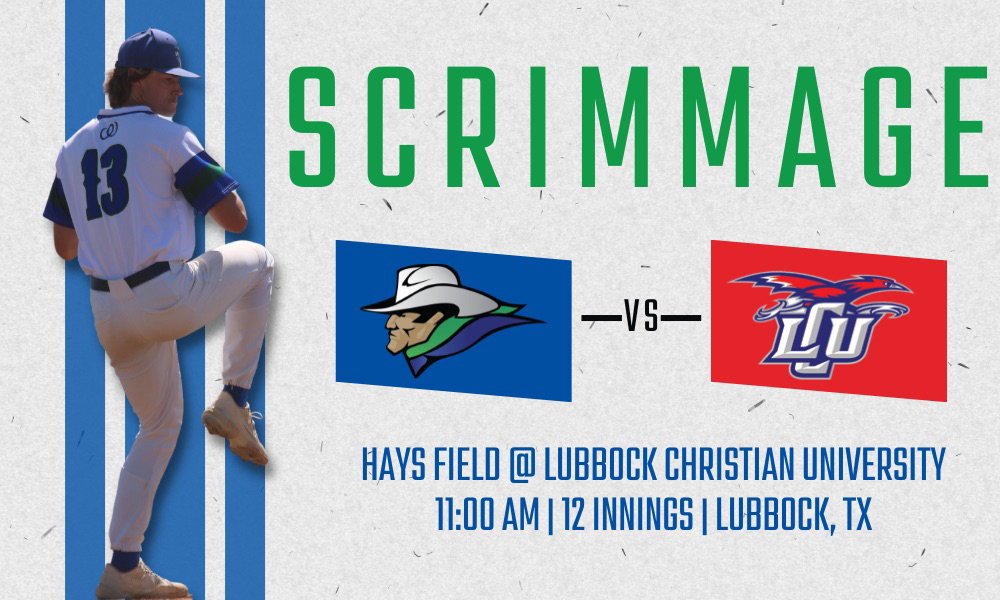 Westerner Baseball Scrimmage 🤠

🆚 Lubbock Christian University
🏟️ Hays Field
⏰ 11:00 AM | 12 Innings
📍 Lubbock, TX