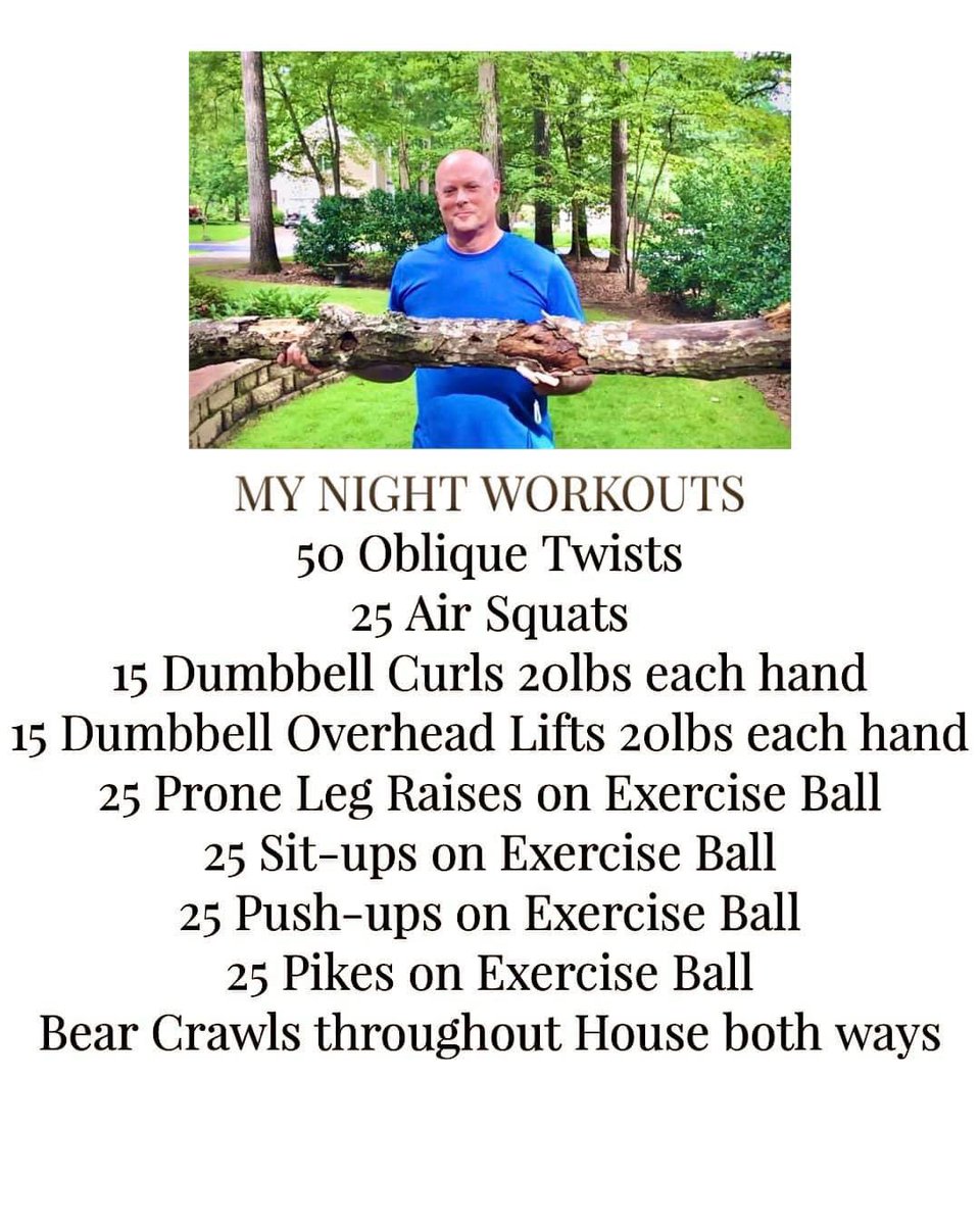 JimQualls's tweet image. Reposting my NIGHT WORKOUT routine after several discussions this week with folks about how YOU CAN DO IT. You may not want to do all this, or may want to do more, but DO SOMETHING. For yourself. #TakeCareOfYourself 
#athomeworkout