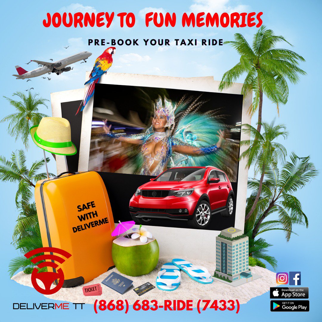 delivermett's tweet photo. Are you ready for Carnival 2k23? Fete freely by prebooking your ride to your parties and events.
Whether it is small or large group taxi safely for #carnival with #delivermett

#rideshare #trinidadandtobagocarnival #carnivaldiary https://t.co/RcTxyOYBKH