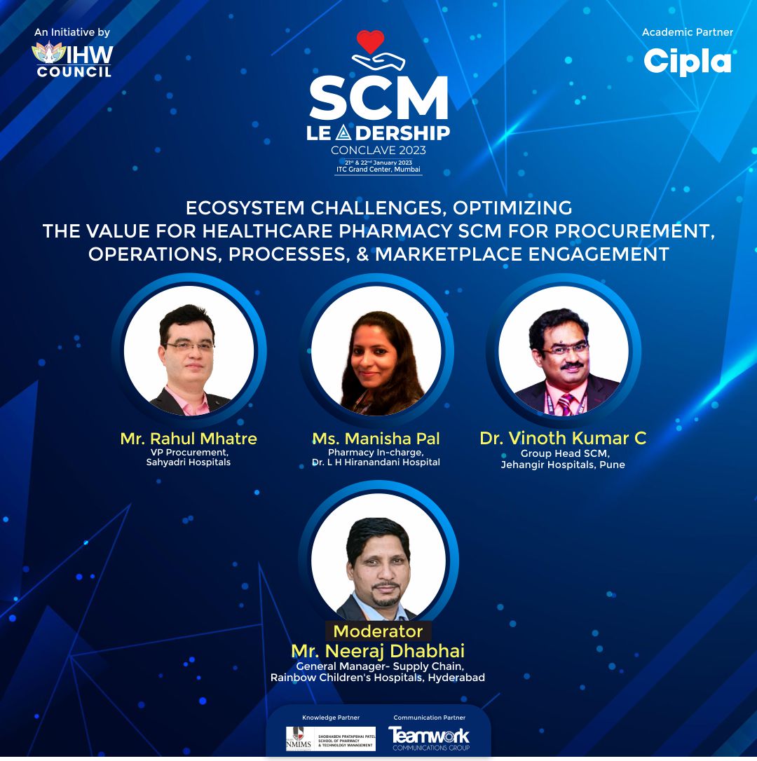 IHWCouncil's tweet image. Experts to deliberate on challenges in healthcare supply, and strategies to fix it &amp;amp; more at our #SCMLeadershipConclave in Mumbai! 

#SCM #Leadership