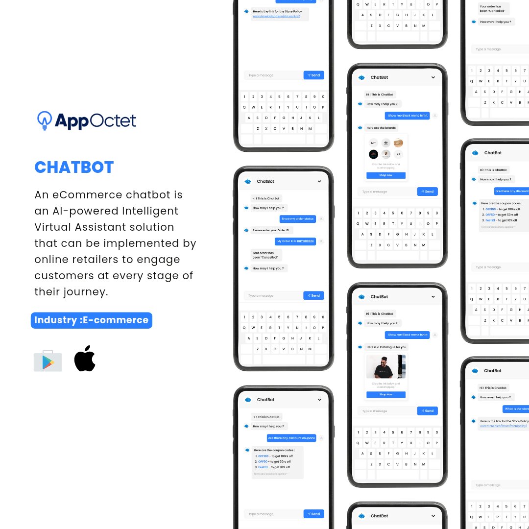 appoctet's tweet photo. Glimpse of our Project-

Let us take the workload off your shoulders and manage customer inquiries seamlessly with our AI powered chatbot.

What are you waiting for? Get in touch with us now.

Visit - https://t.co/zRXrCDmM3s 

#appoctet #ai #artificialintelligence #chatbot https://t.co/tCPaHdgmgx