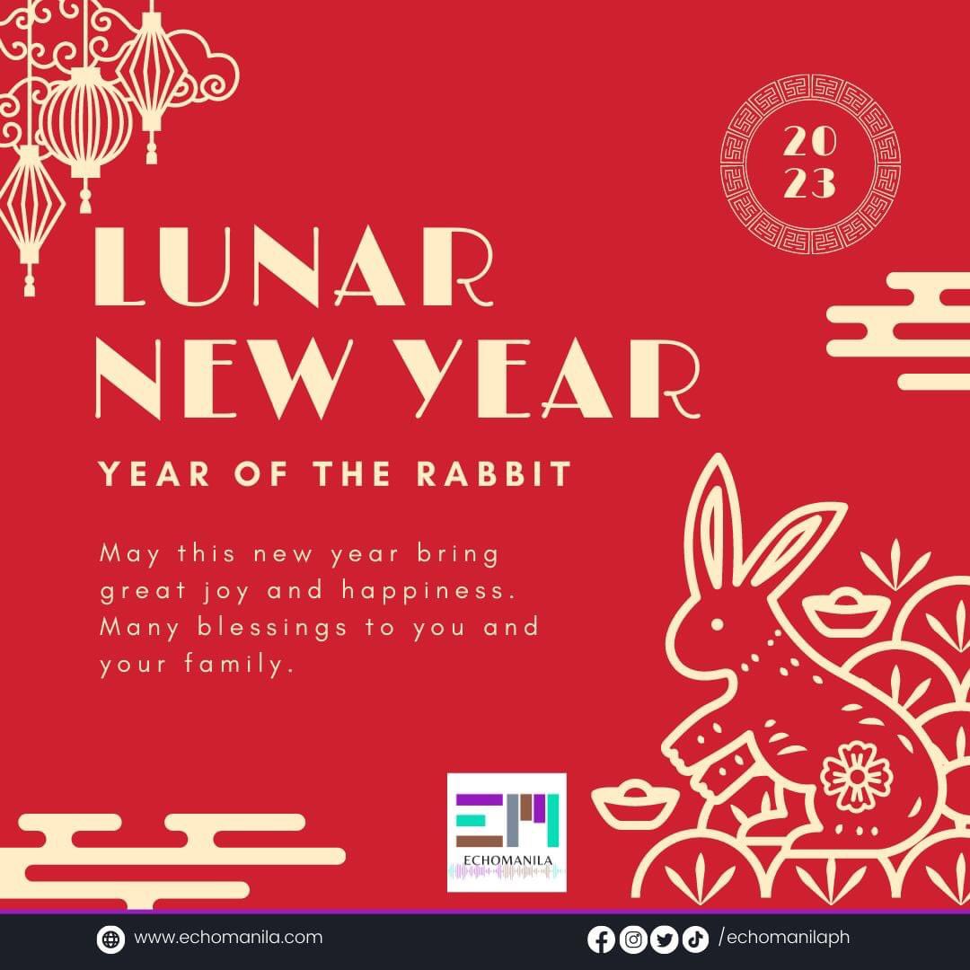 echomanilaph's tweet photo. Rabbit-ly cheers to another year of friendship and good times!

Let's spread love and prosperity, wishing you a happy and prosperous Lunar New Year!

#CNY2023 #lunarnewyear #yearoftherabbit #chinesenewyear #echomanila #echomanilaph https://t.co/M1hTbDU8uw