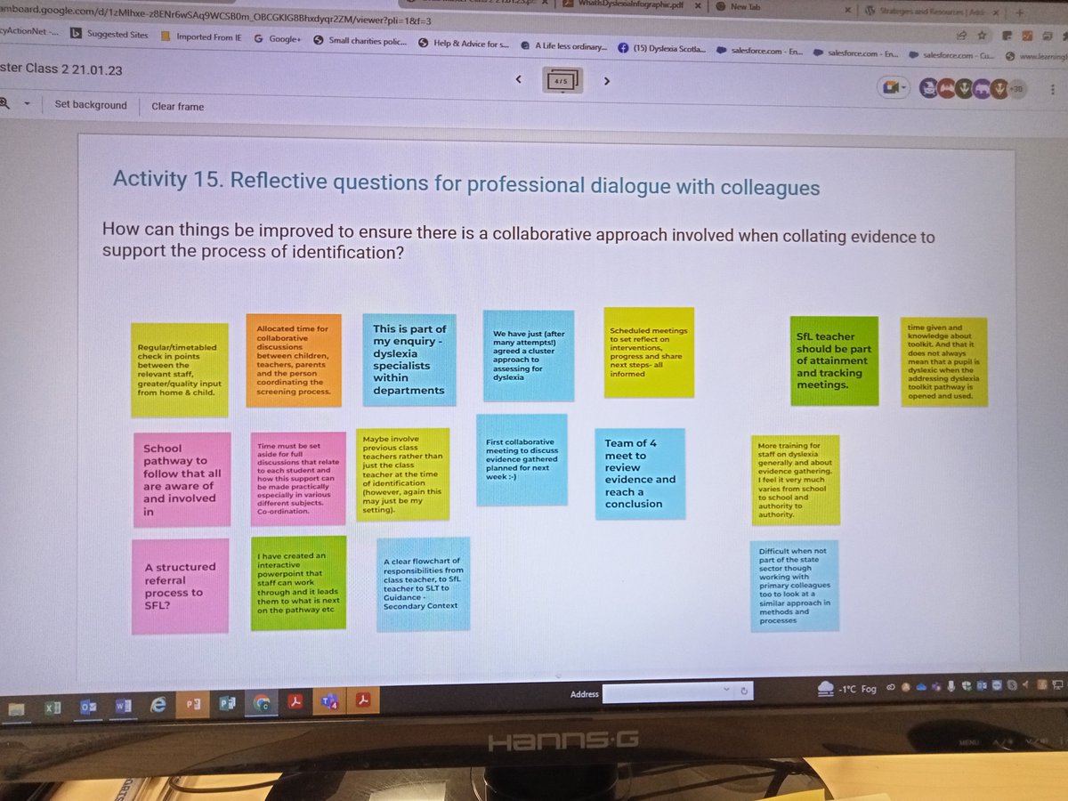 Reflecting on how things can be improved in gathering information for dyslexia identification....