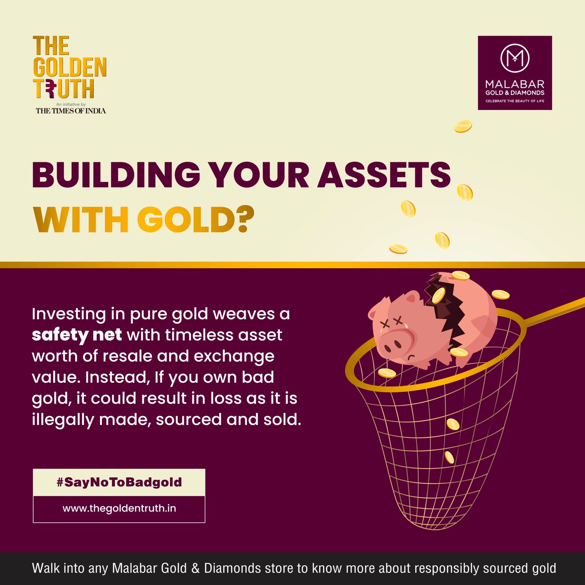 goldentruth_tgt's tweet photo. Put your money in the right kind of gold and get the most out of your investment.
#SayNoToBadgold 

 #thegoldentruth #thetimesofindia #malabargoldanddiamonds #TOI #timesofindia #goodgold #badgold  #truth #truthbetold #aware #buyright #right #alert #malabargold #hallmark #assets https://t.co/FRCDmpH3Tr