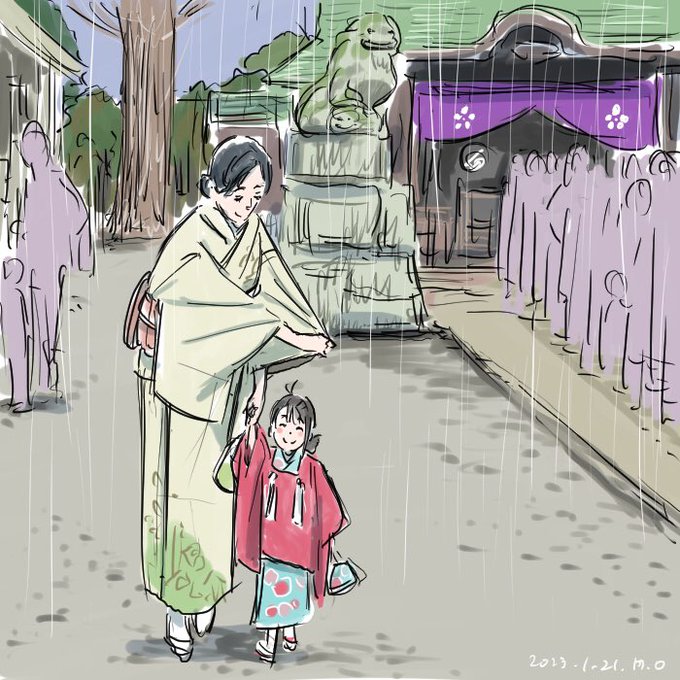 「複数の女性 神社」のTwitter画像/イラスト(新着)