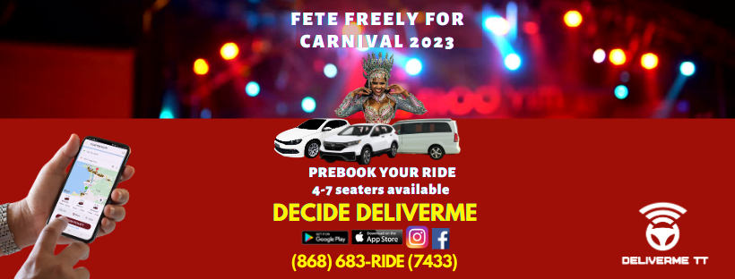 delivermett's tweet photo. Are you ready for Carnival 2k23? Fete freely by prebooking your ride to your parties and events.
Whether it is small or large group taxi safely for #carnival with #delivermett

https://t.co/jYYMyZb1Zp
https://t.co/MMX2QSmvtK

#rideshare #trinidadandtobagocarnival #carnivaldiary https://t.co/U6bUGs8Nyq