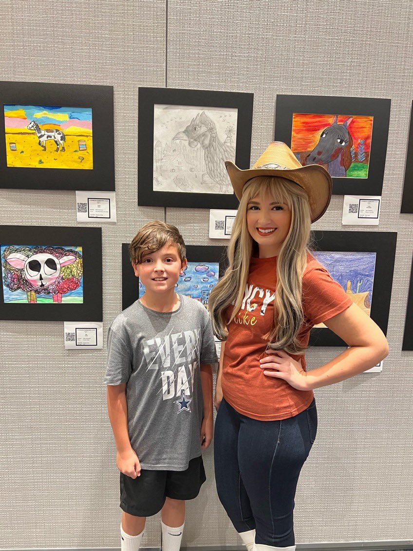 NatashaSufi's tweet photo. So very proud of my 5th Grader Quinn, & all of his hard work & hours he spent creating his “The Morning Call” artwork that was display at the @BerryCenter CFISD Rodeo Art Show Exhibit! @cfisdMcGown #OwlAboutTheBest @CyFairISD @CFISD_FineArts @CFISDArt #CFISDcreates #cfisdspirit https://t.co/hS1Jp8Z6nN