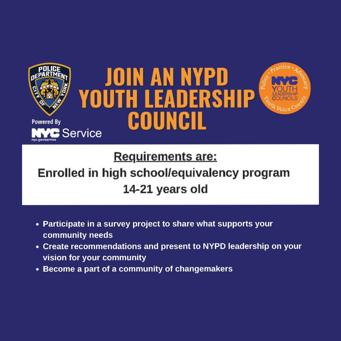 NYPD 62nd Precinct on Twitter "Join an NYPD YOUTH LEADERSHIP COUNCIL