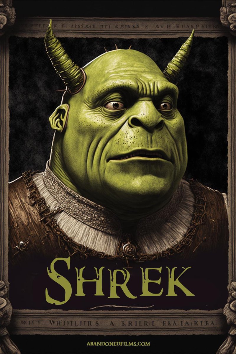 abandonedmovies's tweet photo. Shrek as an 80s fantasy movie #shrek #midjourneyaiart #midjourneymovie #aimovies #fakefilms https://t.co/zWmGH344QR