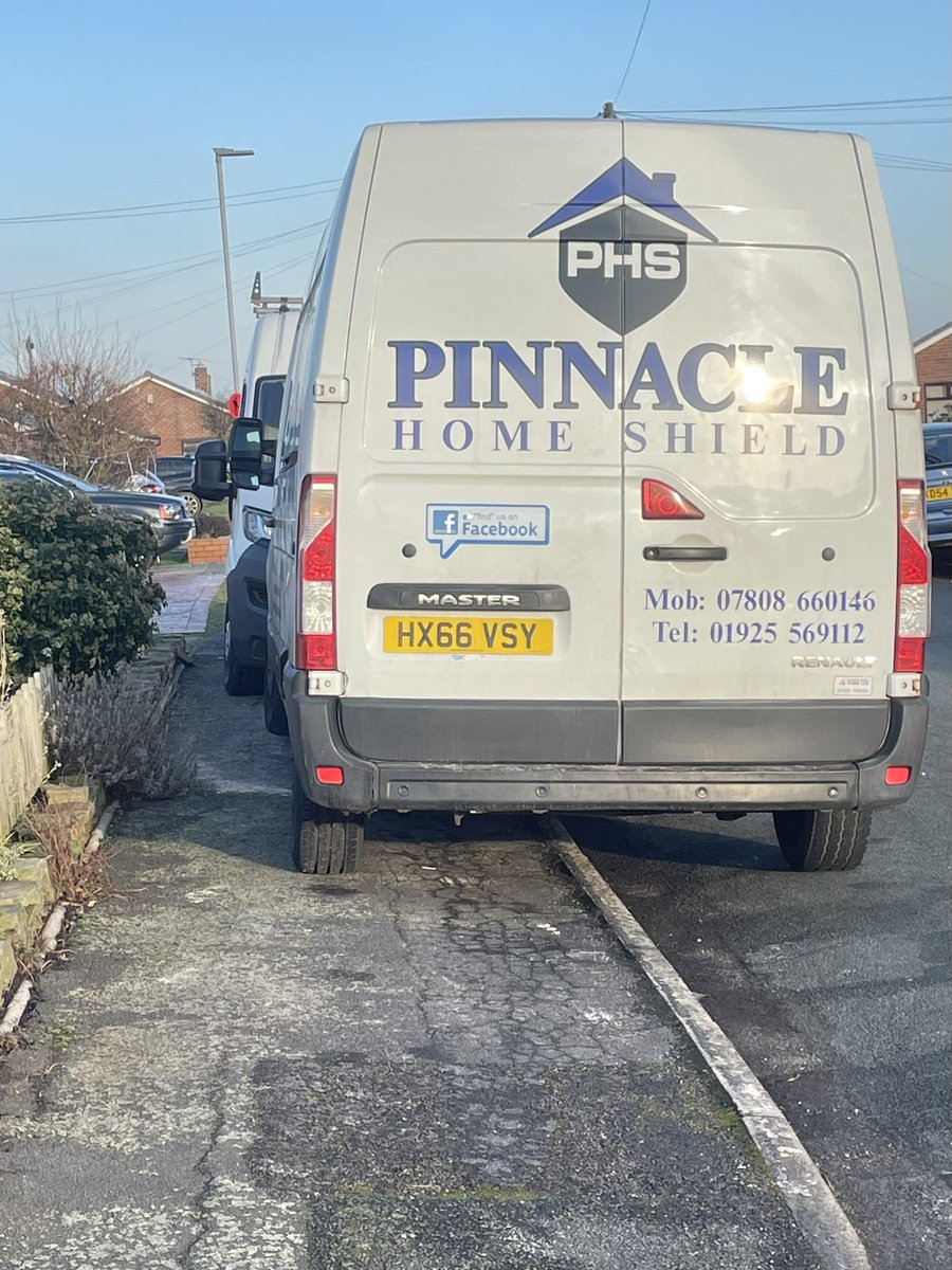 UkBad's tweet image. Two vans from the same company blocking the pavement. Pedestrians can’t fit past, never mind a pram or wheelchair!

#BadParking