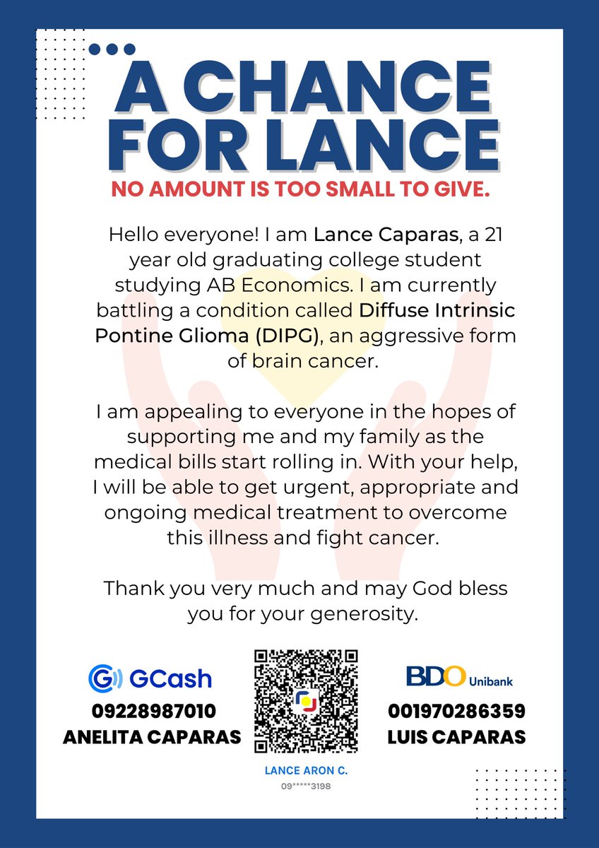 LanceCaparas's tweet photo. Hello everyone! I am humbly asking for your donations as I battle brain cancer. All of the funds will go straight to my medical expenses as I receive urgent and appropriate treatments.

Thank you very much and God Bless us all! https://t.co/KGYIo1ql8k