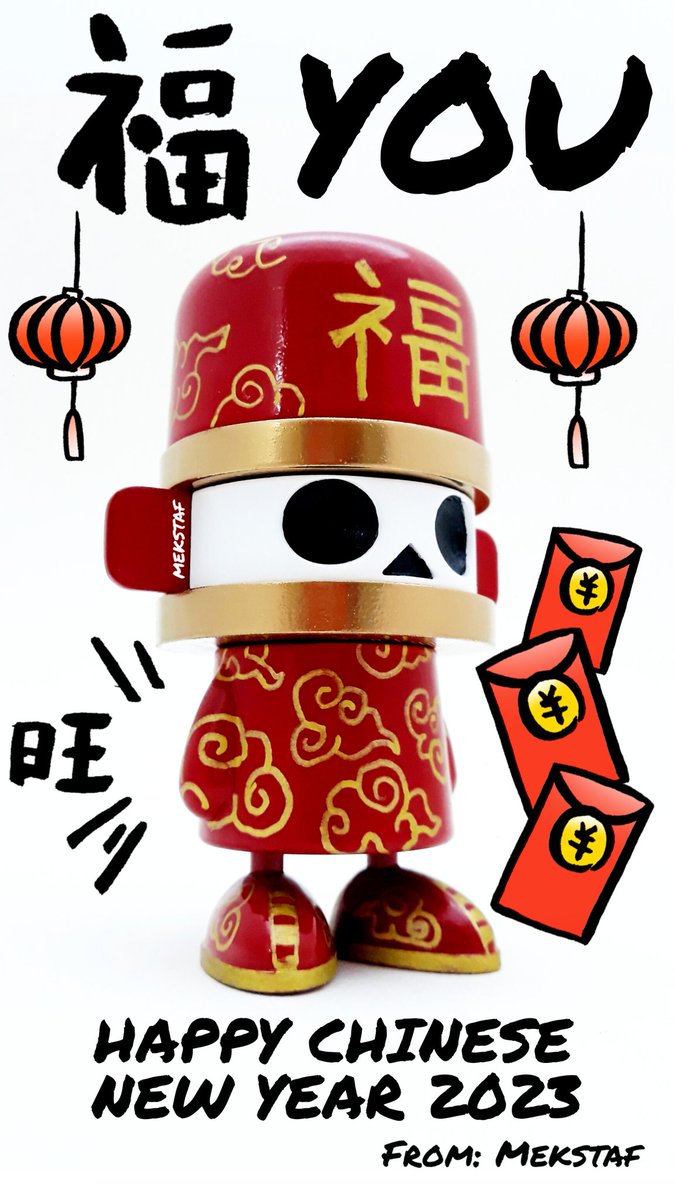 meikstaf's tweet photo. I just want to wish everyone a Happy Chinese New Year and as the Chinese like to say, HOPE YOU GET RICH! 福 (Fu) YOU!

PS:福 (Fu) means fortune or good luck in Chinese, which can sound like fook.

#ChineseNewYear #lunarnewyear #ArtToy #DesignerToy #DesignerToys #ArtToys https://t.co/E4eIvqKpZP