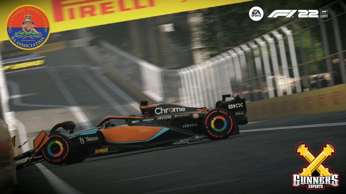 Gunner_eSports's tweet photo. Well after Round 4 of the Inter Corps F1 Championships and a disasterous start to the race in @BakuCityCircuit in the @Formula1game sees an unfortunate end for Gnr Charvanamuttu after a misguided entry out of the castle sector see's them end their race on lap 20. 1/3 https://t.co/2odpuSIGKO