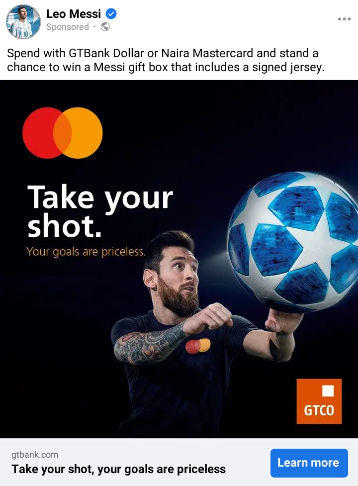 blockchainiffy's tweet photo. @gtbank is making waves 🌊 Leo Messi https://t.co/pHYBvwPo3k