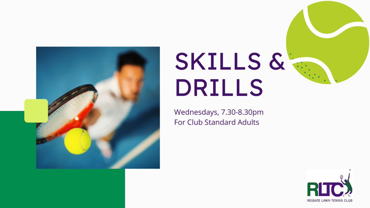 ReigateLTC's tweet image. Up your game and your fitness with Skills &amp;amp; Drills 💪
Booking essential.  Contact coach James.
#reigatetennis #reigatefitness #tennisskills
