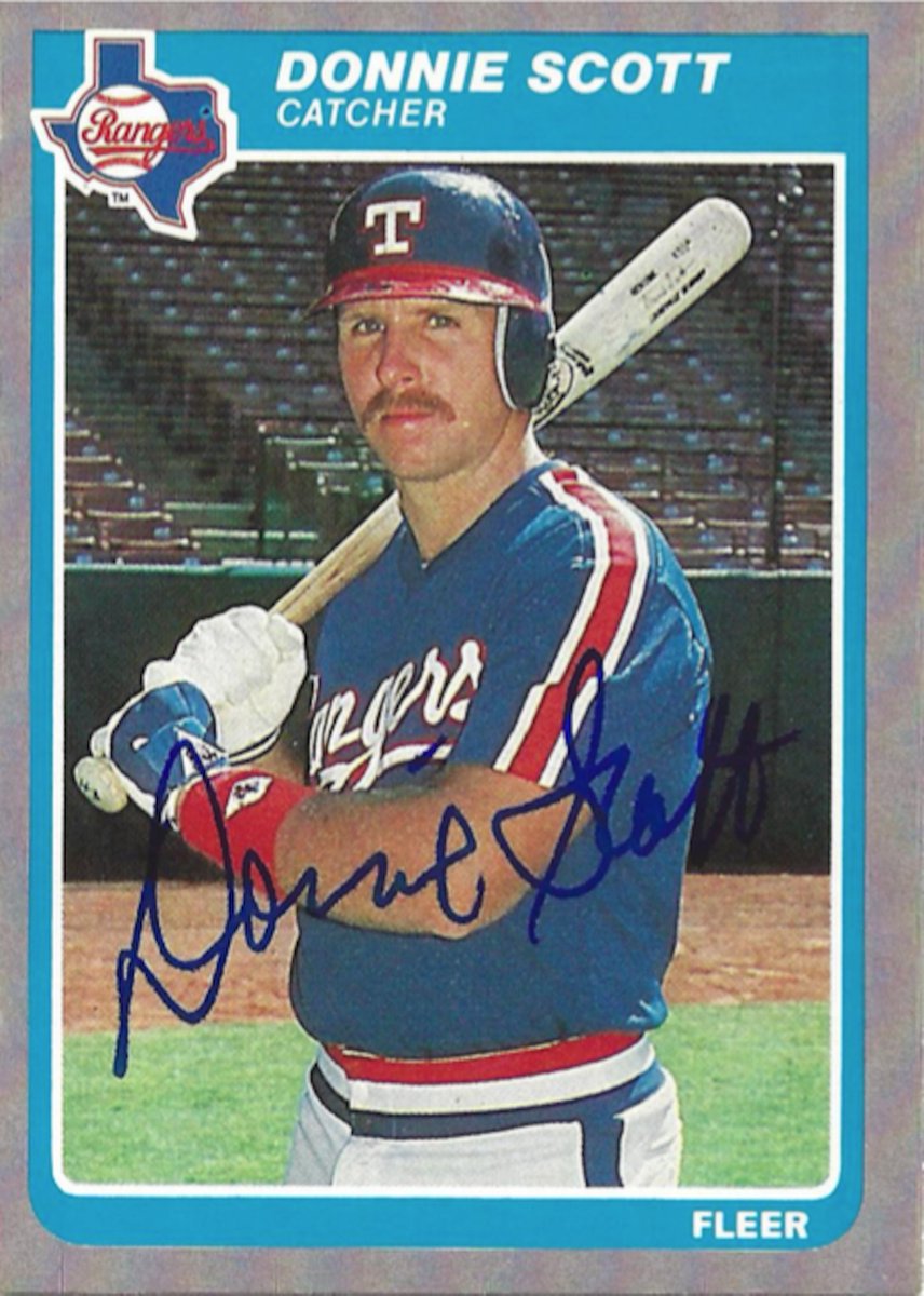 RangersAutos's tweet photo. (130) 1985 #Fleer: Donnie Scott

#Texas #Rangers #TexasRangers #auto #autograph #baseball #baseballcards #MLB #DonnieScott @rangers https://t.co/pAJyfBLmeu