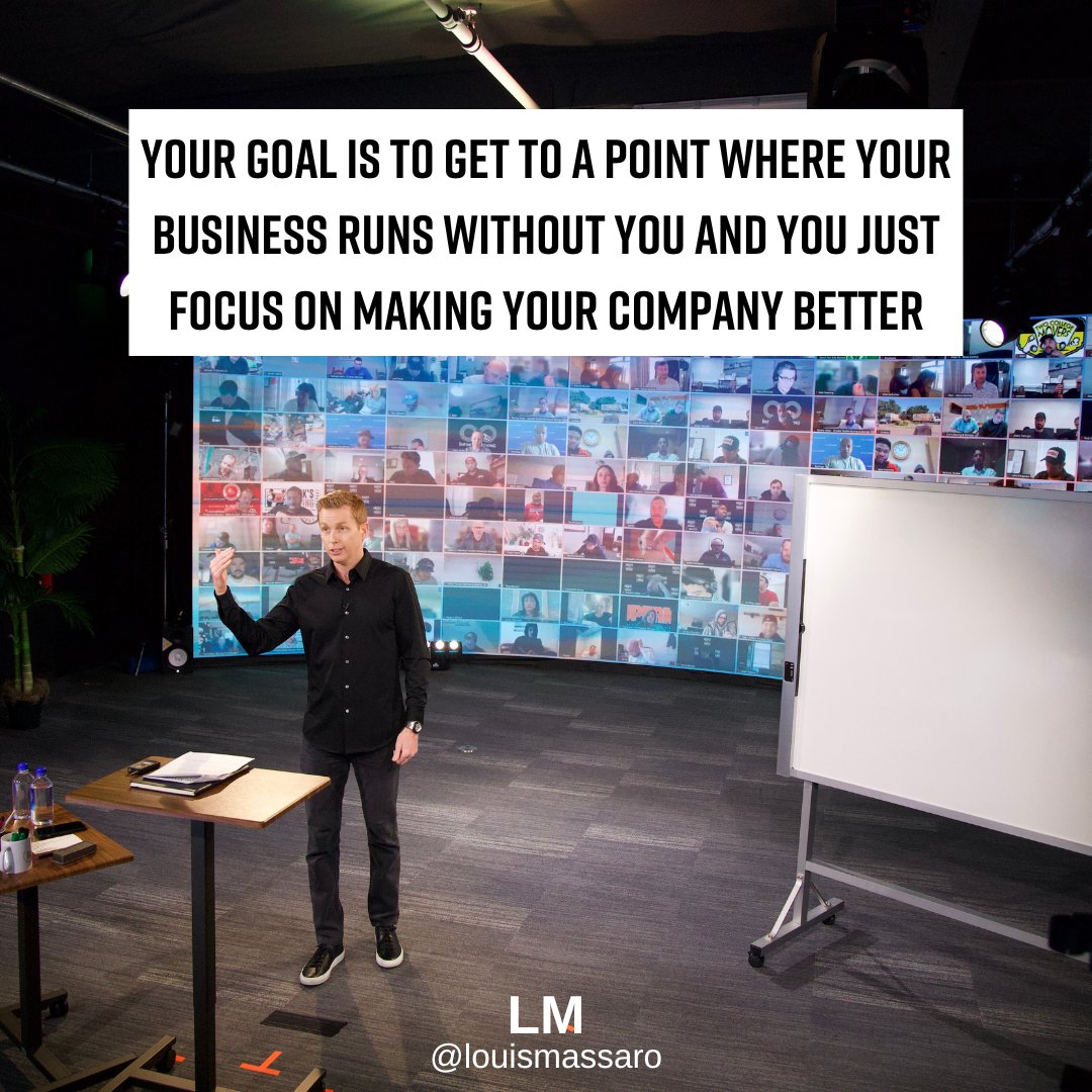 Remove yourself from the day-to-day operations. Get to a place where everyone knows their roles and responsibilities and you can simply run the business off of meetings and reports. Then watch your company really take off! 💪🚀