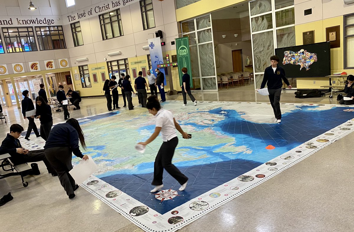 MPSJ_TCDSB's tweet photo. Our Geography students learned about the locations of indigenous communities through a Canadian Geographic floor map - an interactive experience that provides far more detail than a textbook map! @CanGeo @MPSJGuidance @jedobbs  @PowerIB @mpsjgifted @TCDSB https://t.co/5OSJNwJXGw