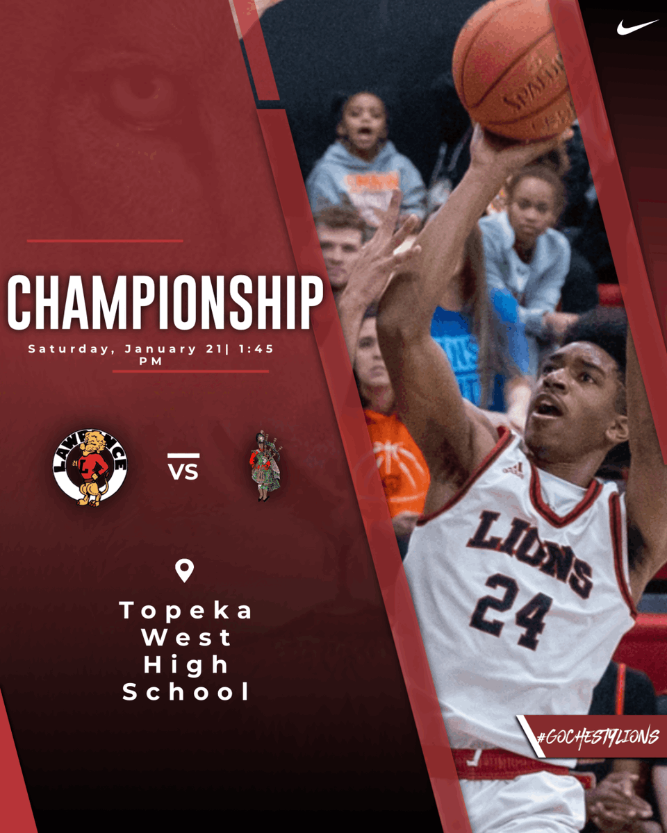 Championship!
📍Topeka West High School
⏰ 1:45pm
🆚 Highland Park
#GoChestyLions #LionTrained