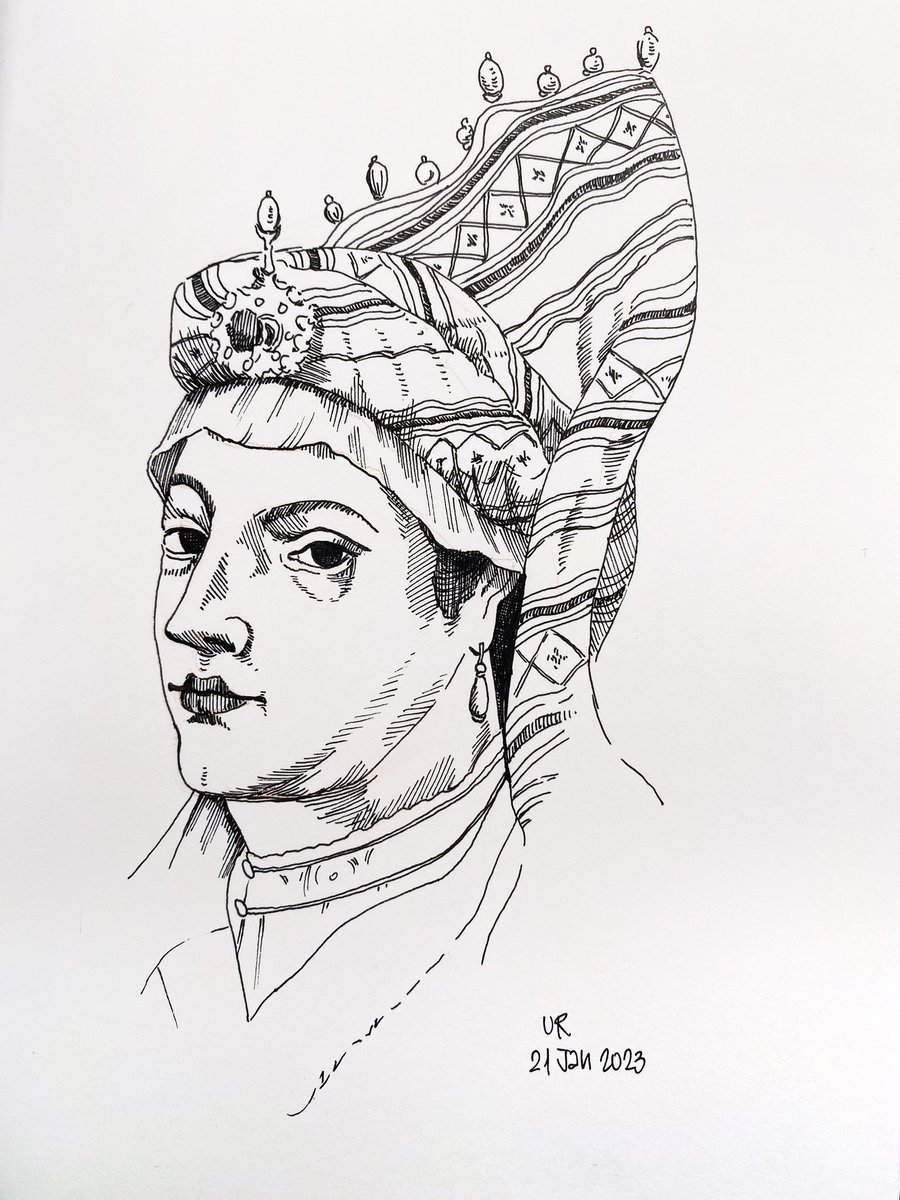 22mins's tweet image. An ink version of Hurrem Sultan from me this week! #PortraitChallenge