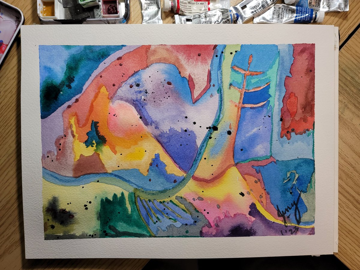 jensvisualcandy's tweet image. Having fun w #Watercolors 
I am consistently switching from dry or oil pastels back to wc. It works for me #Variety #VisualCandy #Art 
Can't wait to see how the 3rd one goes #ImSlappinDownColor
