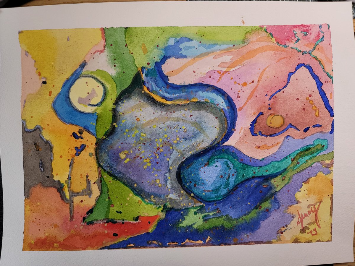 jensvisualcandy's tweet image. Having fun w #Watercolors 
I am consistently switching from dry or oil pastels back to wc. It works for me #Variety #VisualCandy #Art 
Can't wait to see how the 3rd one goes #ImSlappinDownColor