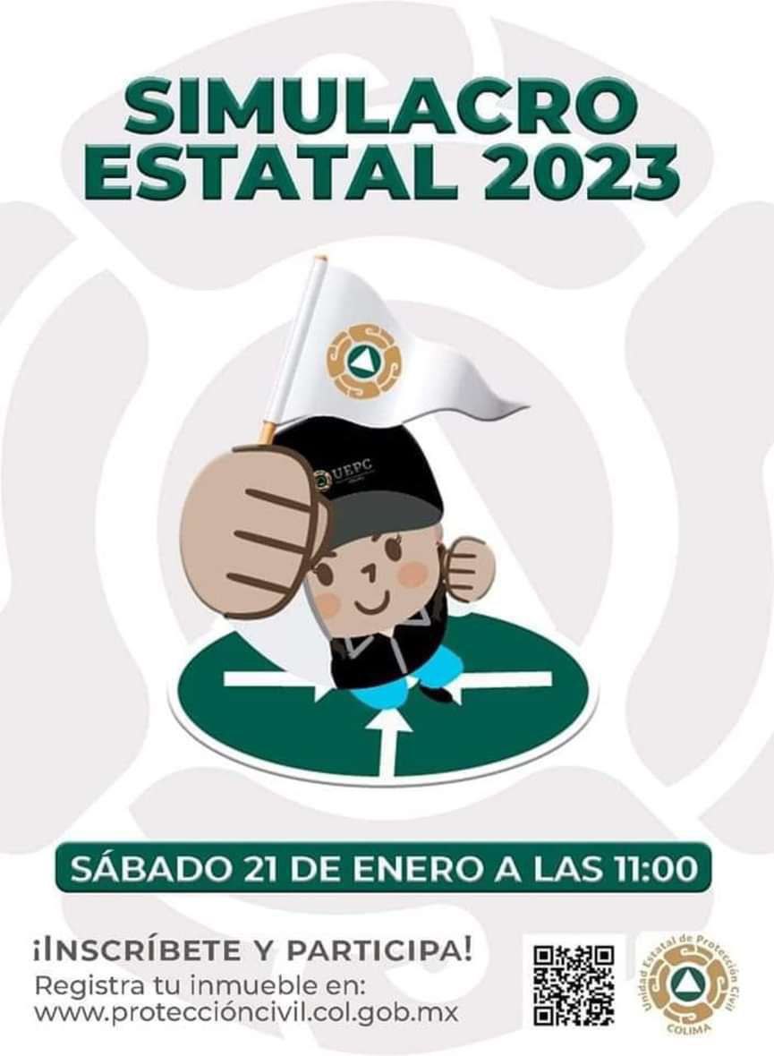 EmixPoloSismos's tweet photo. #SimulacroEstatal2023. El día de hoy se llevará acabo el Simulacro Estatal de Colima 2023 a las 11:00 hrs. Solamente será en Colima. ¡Participa!
#LaPrevenciónEsNuestraFuerza, #EmixPoloSismos.
https://t.co/YR6hdycQ54 https://t.co/ZuFYr6mm5R