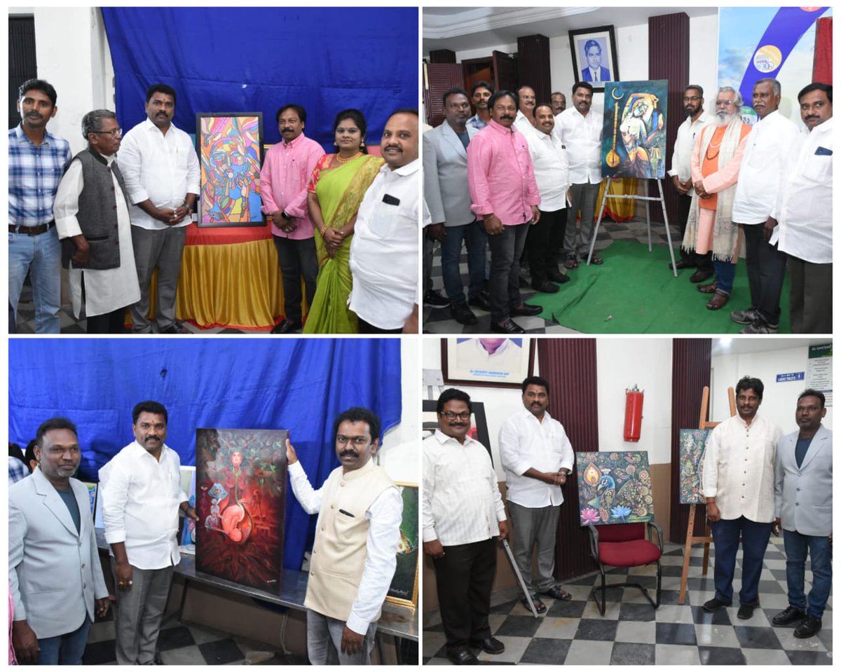 KavatiManohar's tweet photo. గుంటూరు నగరంలో #CREATIVE_FINE_ART_ACADEMY వారు ఏర్పాటు చేసిన  #NATIONAL_ART_EXHIBITION_&amp; #AWARD_FUNCTION కార్యక్రమంలో పాల్గొని కళాకారులు వేసిన పెయింటింగ్స్ ను వీక్షిస్తున్న  #నగర_మేయర్_కావటి_శివ_నాగ_మనోహర్_నాయుడు.ఈ కార్యక్రమంలో K.P.బాబు,మధు,ఆర్టిస్ట్ లు పాల్గొన్నారు.Dt:21-1-2023 https://t.co/puBtDQQSFp