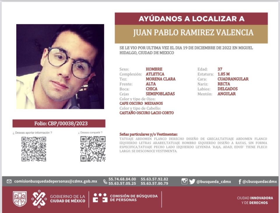 MareaDiversaMx's tweet photo. Solicitamos Tu apoyo para encontrar a Juan Pablo Ramirez Valencia ayúdanos a difundir en tus redes, gracias https://t.co/t1YibERBDo