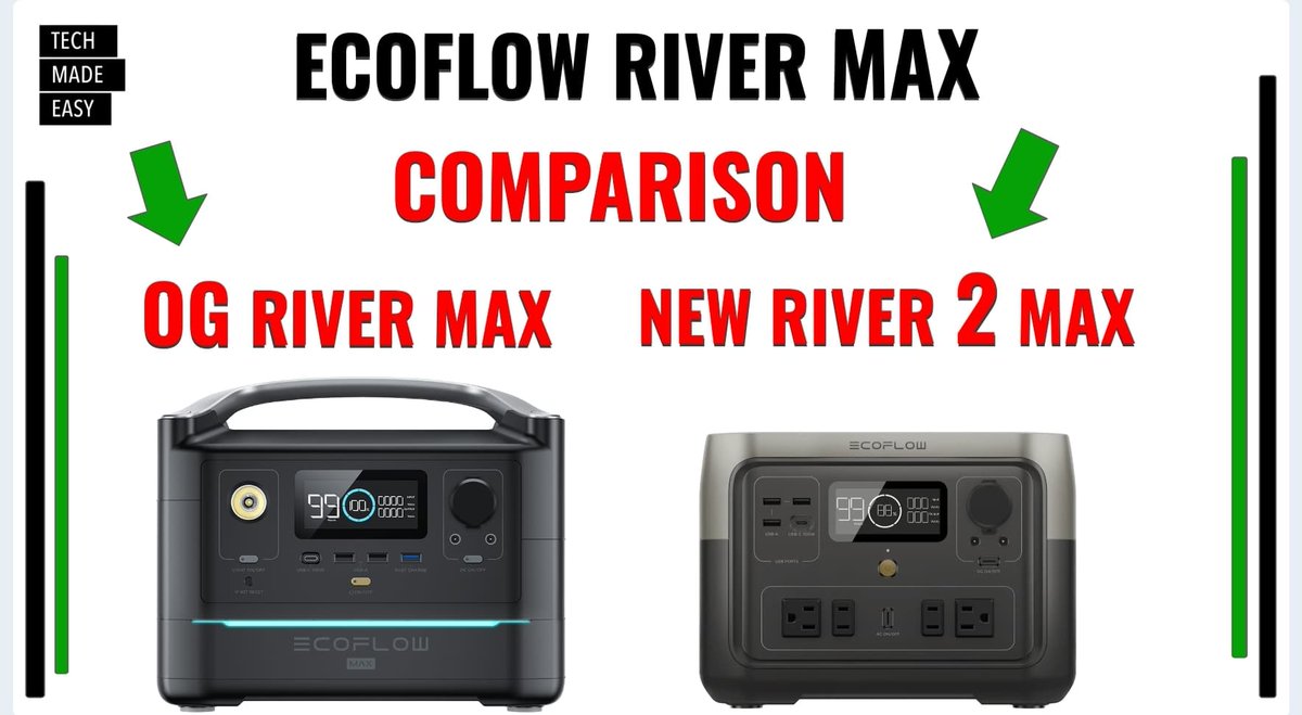 TechMadeEasy1's tweet photo. It's live What's Different? River Max vs NEW River 2 Max

Link
https://t.co/kE0pnWakBC

@ecoflowtech
@ecoflow
@techmadeezy
@TechMadeEasy1
#ecoflowtech
#ecoflow
#ecoflowriver2max
#Ecoflowriver2
#ecoflowrivermax
#techmadeezy
#solargenerator 
#offgrid
#vanlife https://t.co/klUdTyUauR