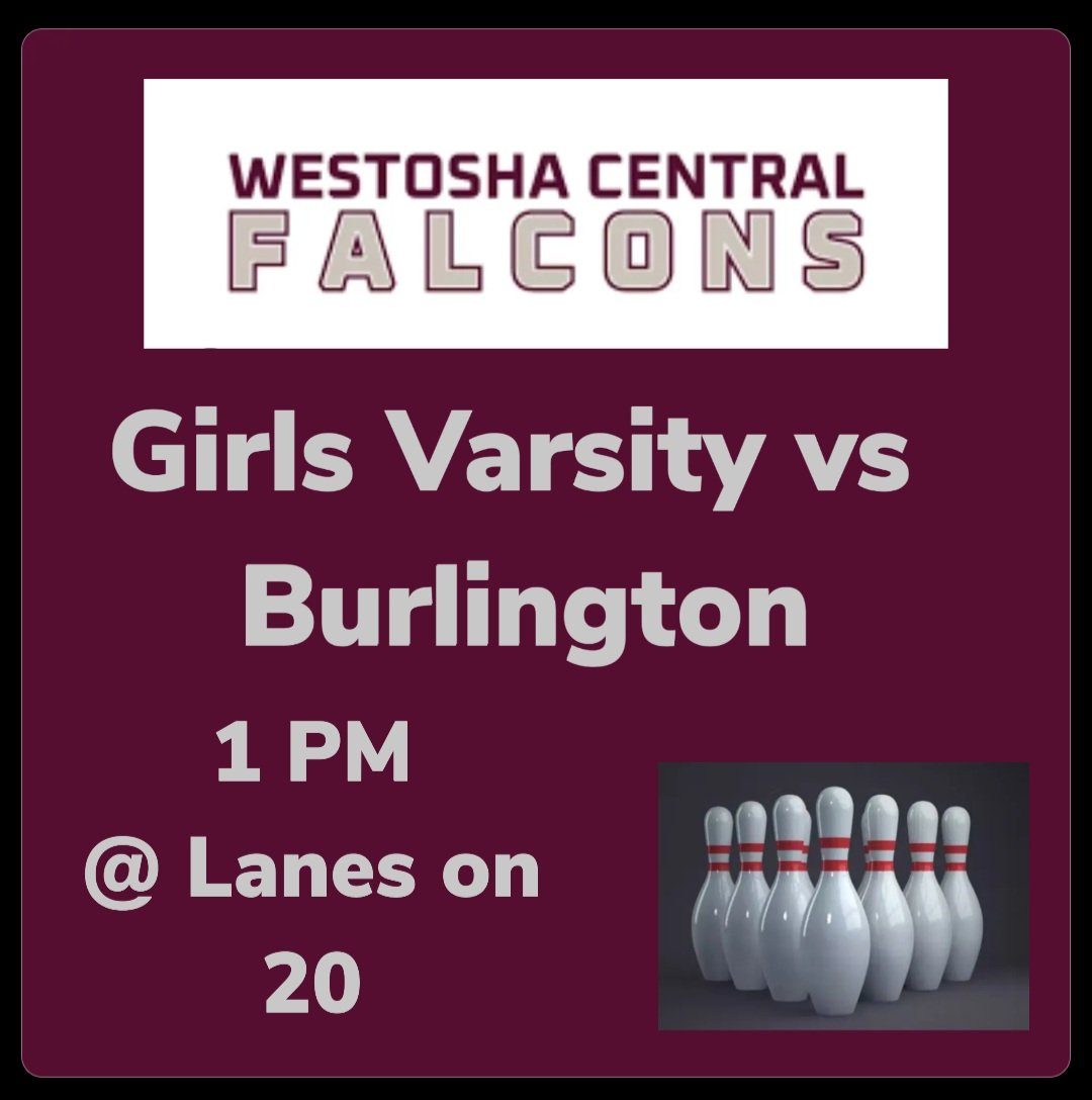 Tomorrow, Girls and Boys Varsity bowl at 1 PM at the Lanes on 20. Good luck to both teams! <a href="/CHS_BoosterClub/">Westosha Central Booster Club</a> <a href="/WestoshaCHS/">Westosha Central High School</a>